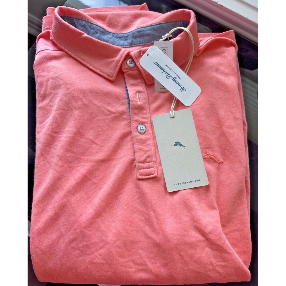 Tommy Bahama Men's Kohala Peak Soft Fabric Short-Sleeve Polo Shirt Peach XXL - Picture 4 of 6